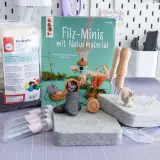 Filz-Minis mit Naturmaterial: Ideen für niedliche Filzfiguren. Wolle, Nadeln und Werkzeuge für kreative Filzprojekte.