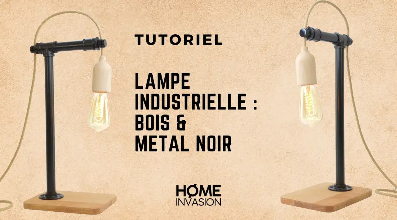 DIY-Lampe im Industriestil aus Holz und schwarzem Metall. Ein Tutorial für eine einzigartige Lampe.
