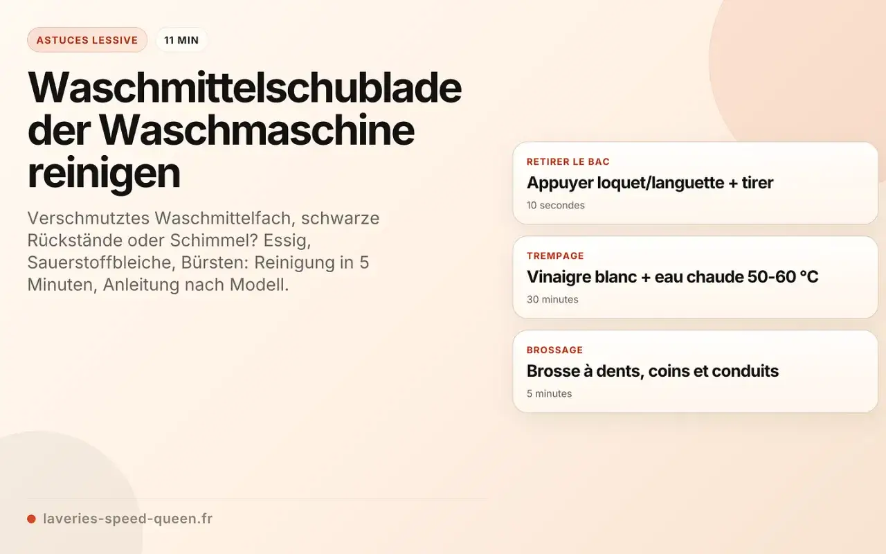 Anleitung zur Reinigung der Waschmittelschublade der Waschmaschine mit Essig. So wird sie wieder sauber.